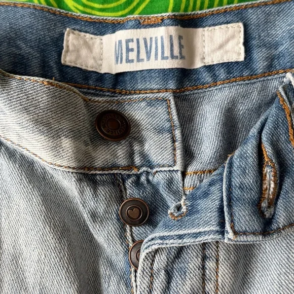 Brandy Melville Ripped Light Blue Jean Shorts - Picture 2 of 4